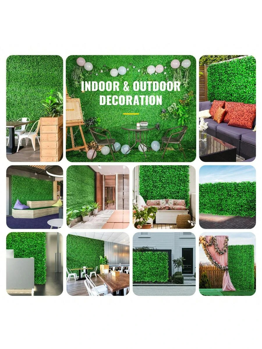 48pcs 10X10in Artificial Boxwood Panel UV Hedge Wall Fake Grass