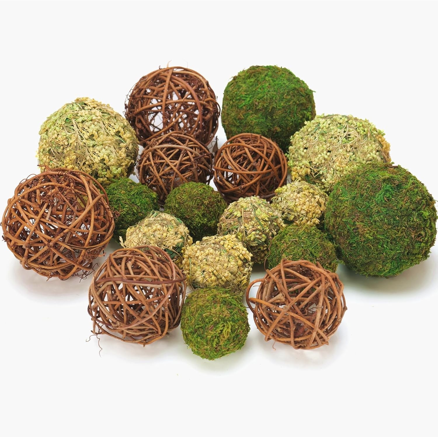Decorative Balls for Centerpiece Bowls Set 18pcs Faux Moss Rattan Wedding Decor