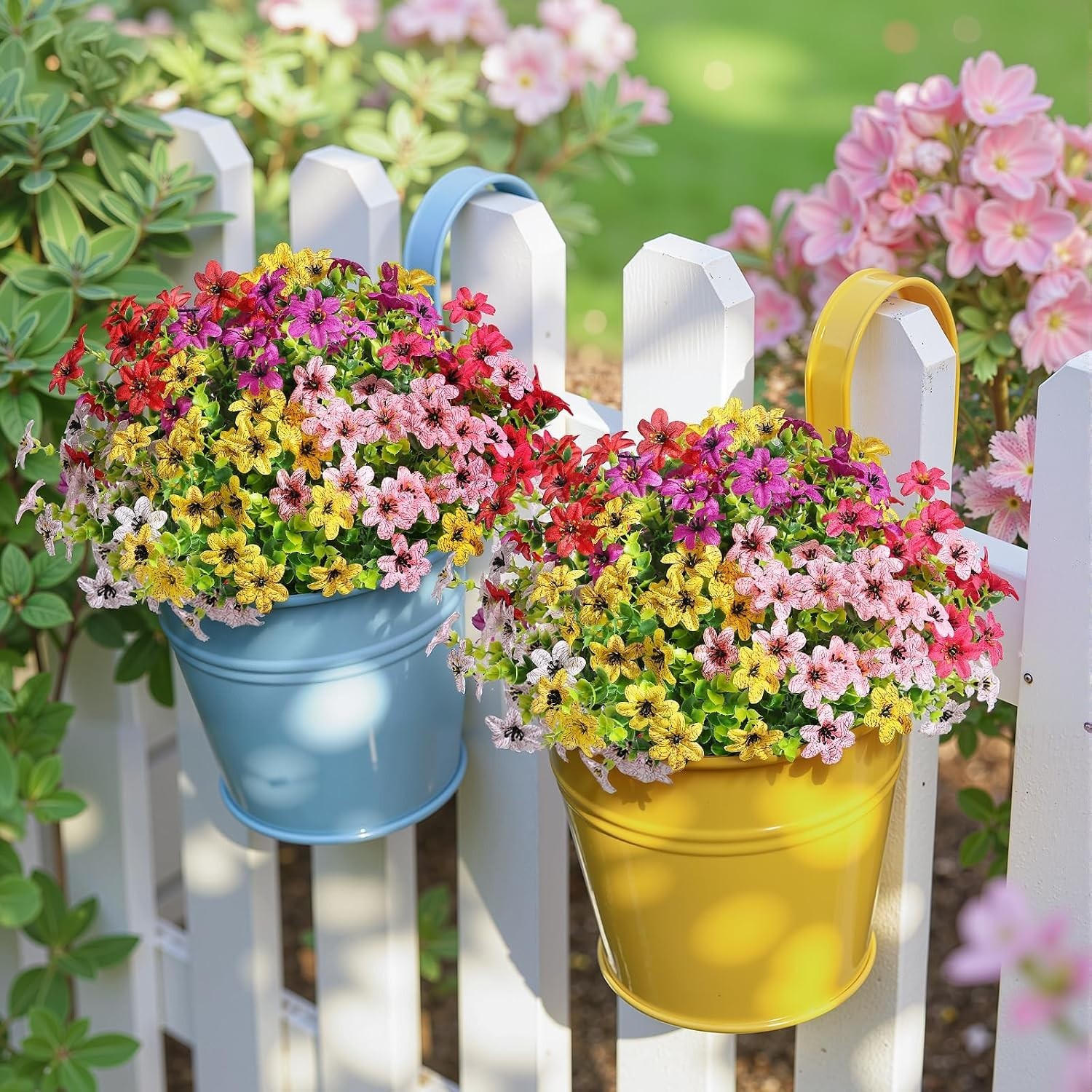 24 Bundles Artificial Flowers for Outdoors Decoration, Faux Plants Fake Silk …