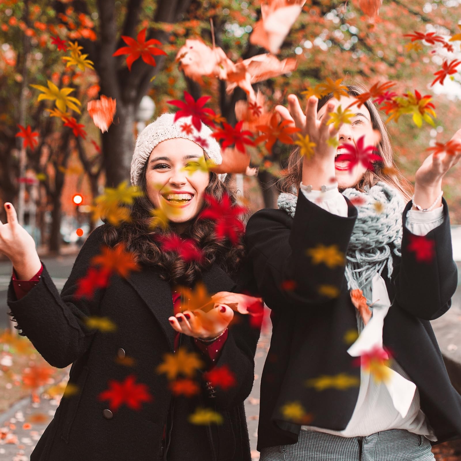 200 Pcs Fake Fall Leaves, Realistic Fall Leaves for Crafts Colorful Artificia…