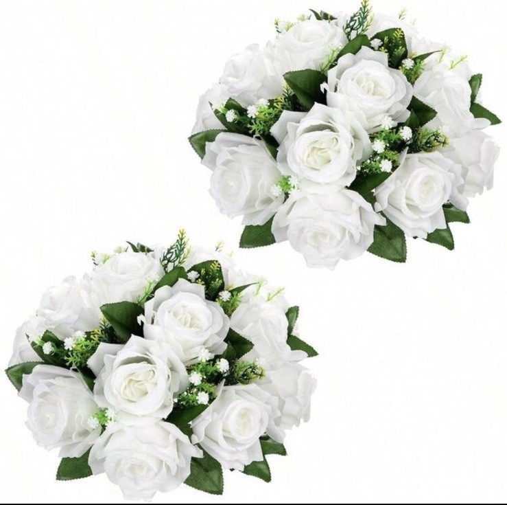 Artificial Flower Balls for Table Centerpieces – 12PCS 8.6″ Silk Rose Floral A..