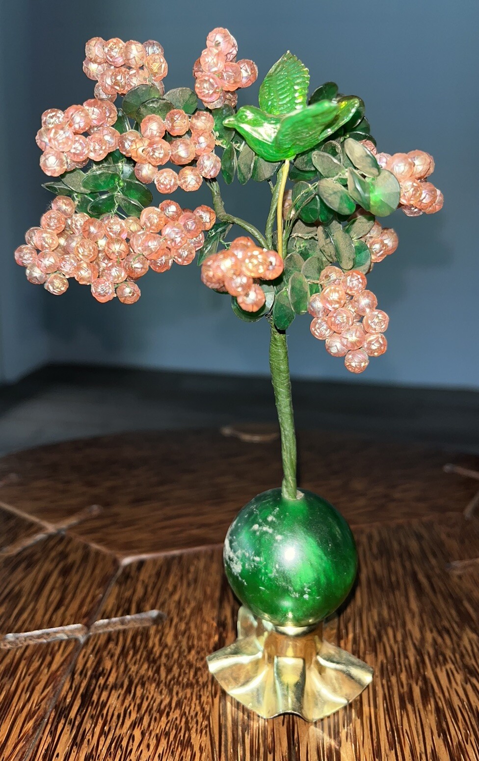 Vintage 70s MCM Handmade Wire Beaded Tree Of Life Bonsai w/ Bird – Retro Craft