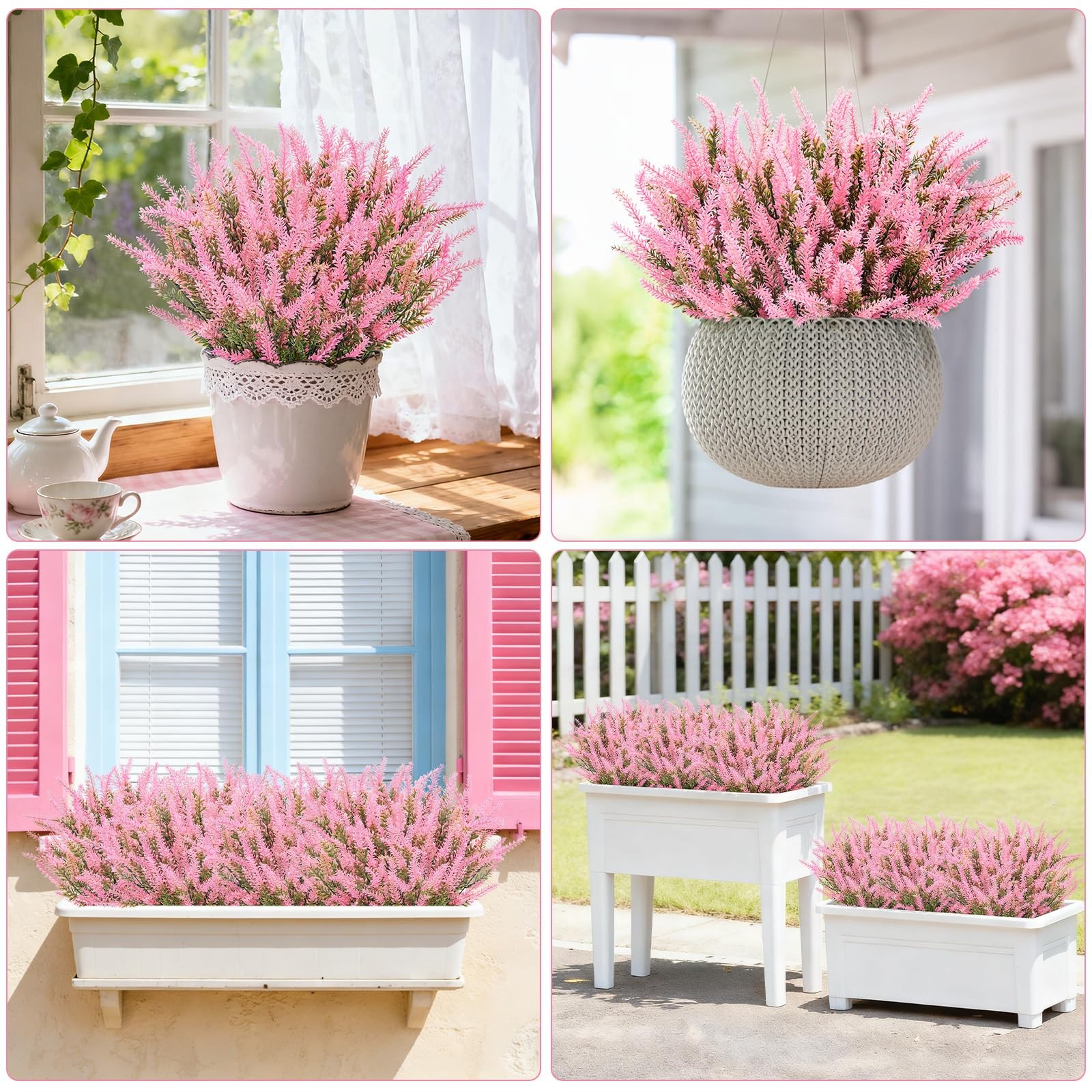 20 Bundles Fake Flowers Artificial Lavender Faux Plastic Plants Flowers for H…