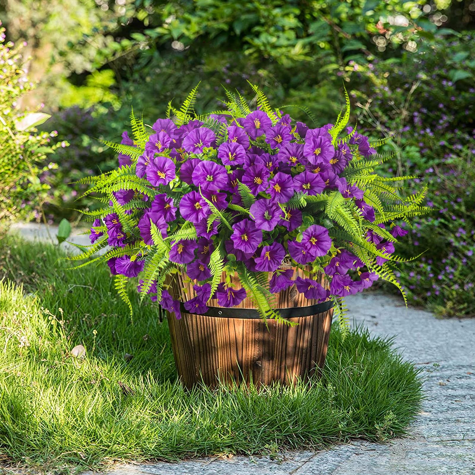 Spring Artificial Flowers Outdoors 12 Bundles Artificial Petunias Fake Flowers U