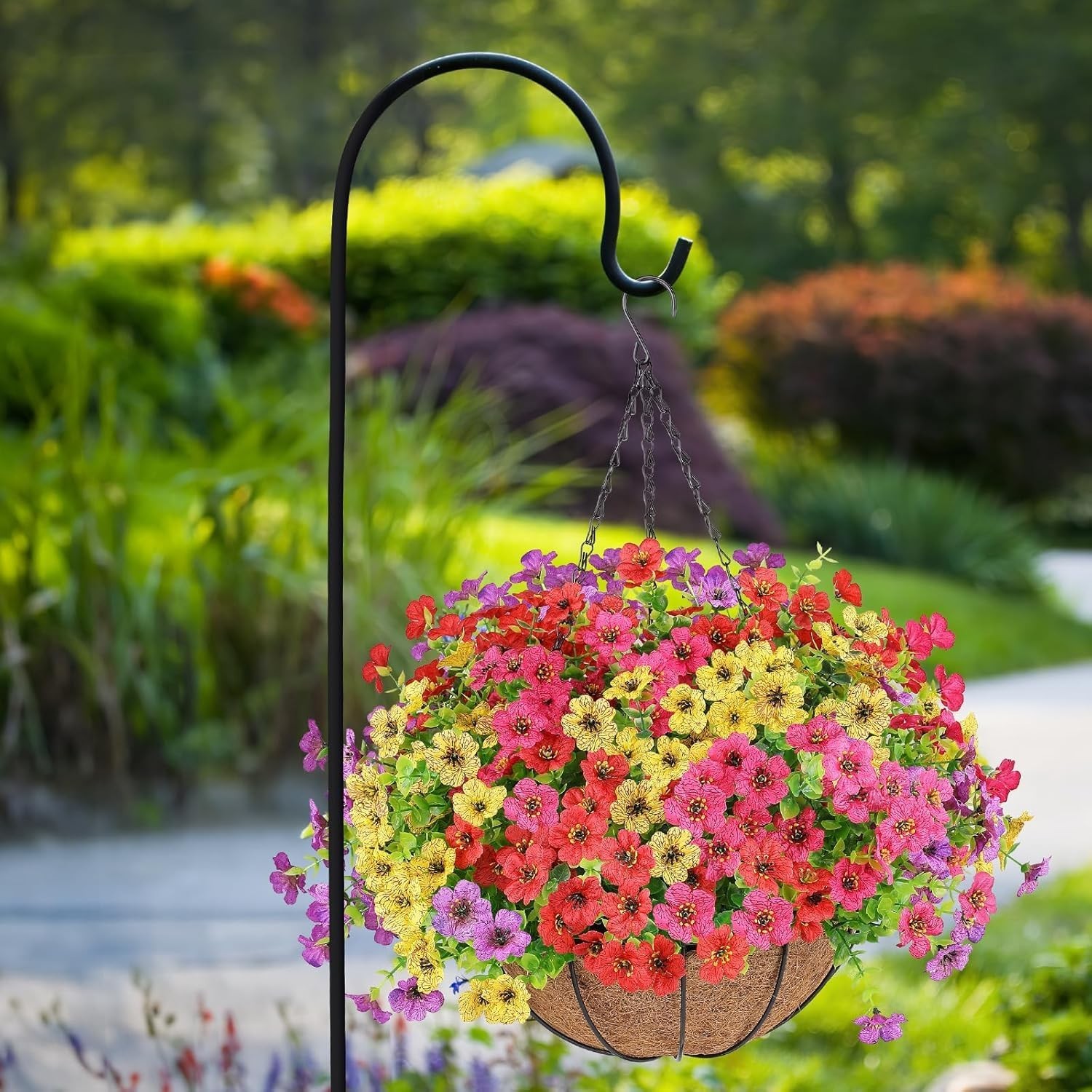 AGIRL 2 Set Artificial Hanging Flowers Baskets For Outdoors
