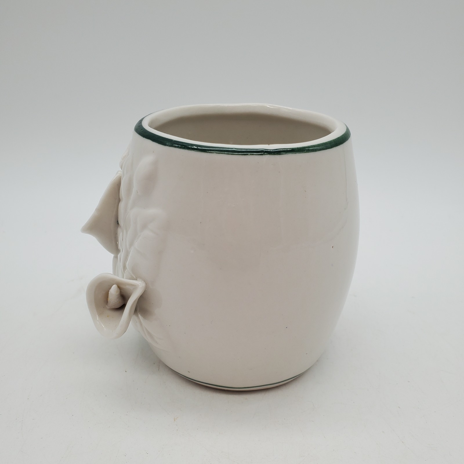 Calla lily candle holder vase w/ green stripe