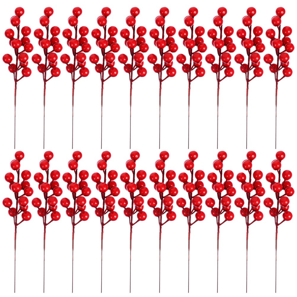 20Pcs Reusable Red Artificial Berry Picks for Christmas Banquet Arrangements