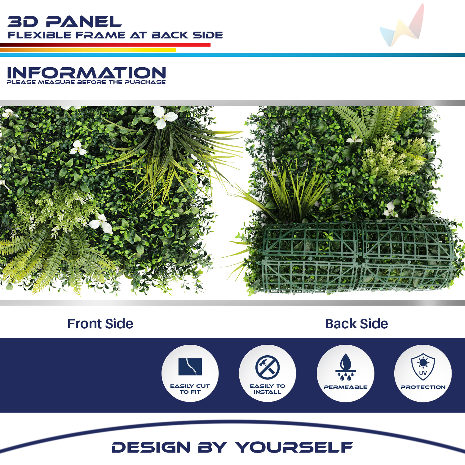 20″x20″ Artificial Faux 3D Mix Fern Mat Privacy Fence Screen Decor Panel V5