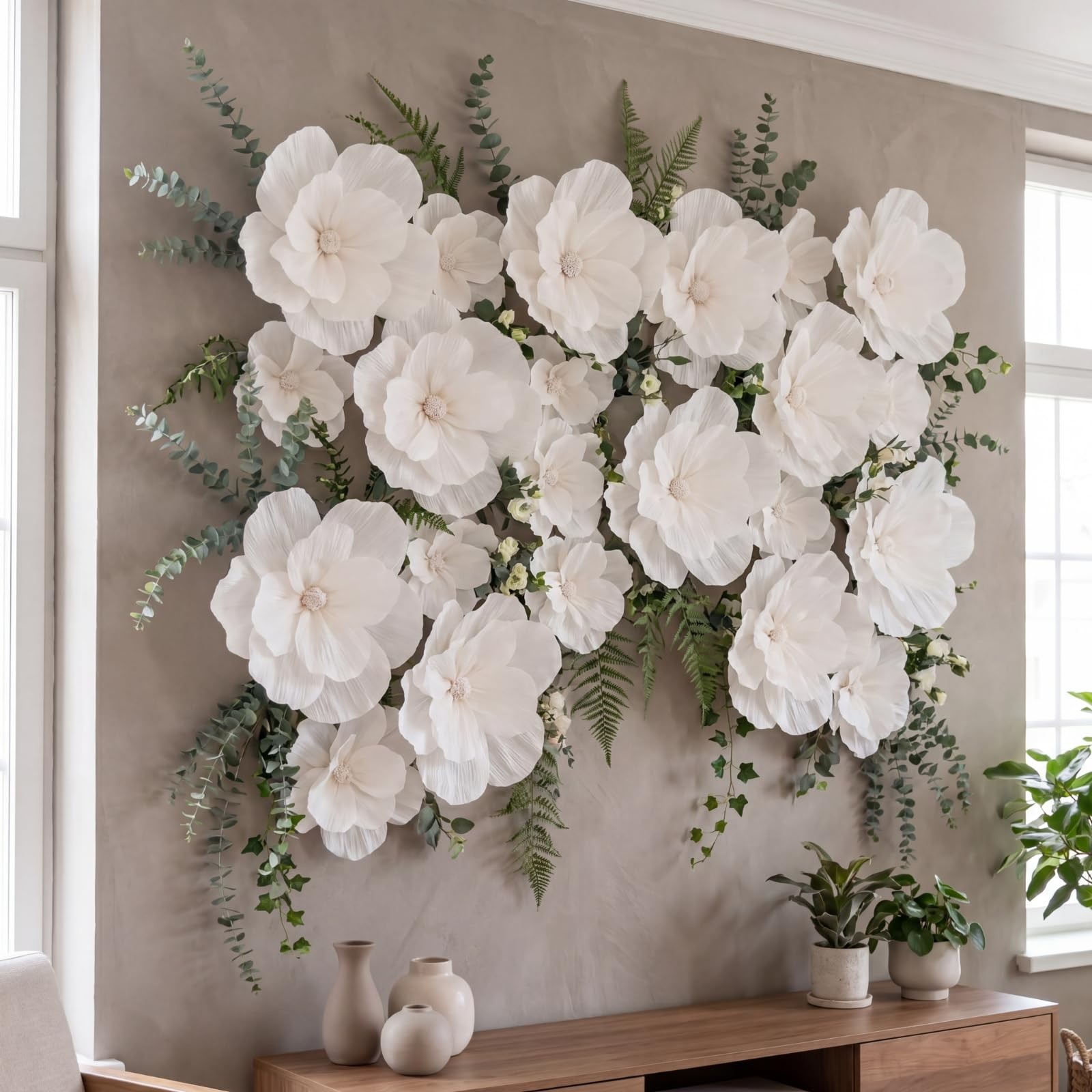 Giant Paper Flowers 2 pcs 24″ 4 pcs 12″ 6 pcs 6″ – Wedding Birthday Party