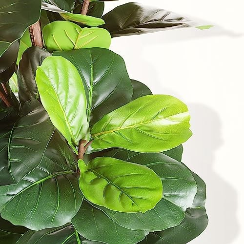 Artificial Fiddle Leaf Fig Tree – 6.5ft Faux Ficus Lyrata Plant with 6ft 6in