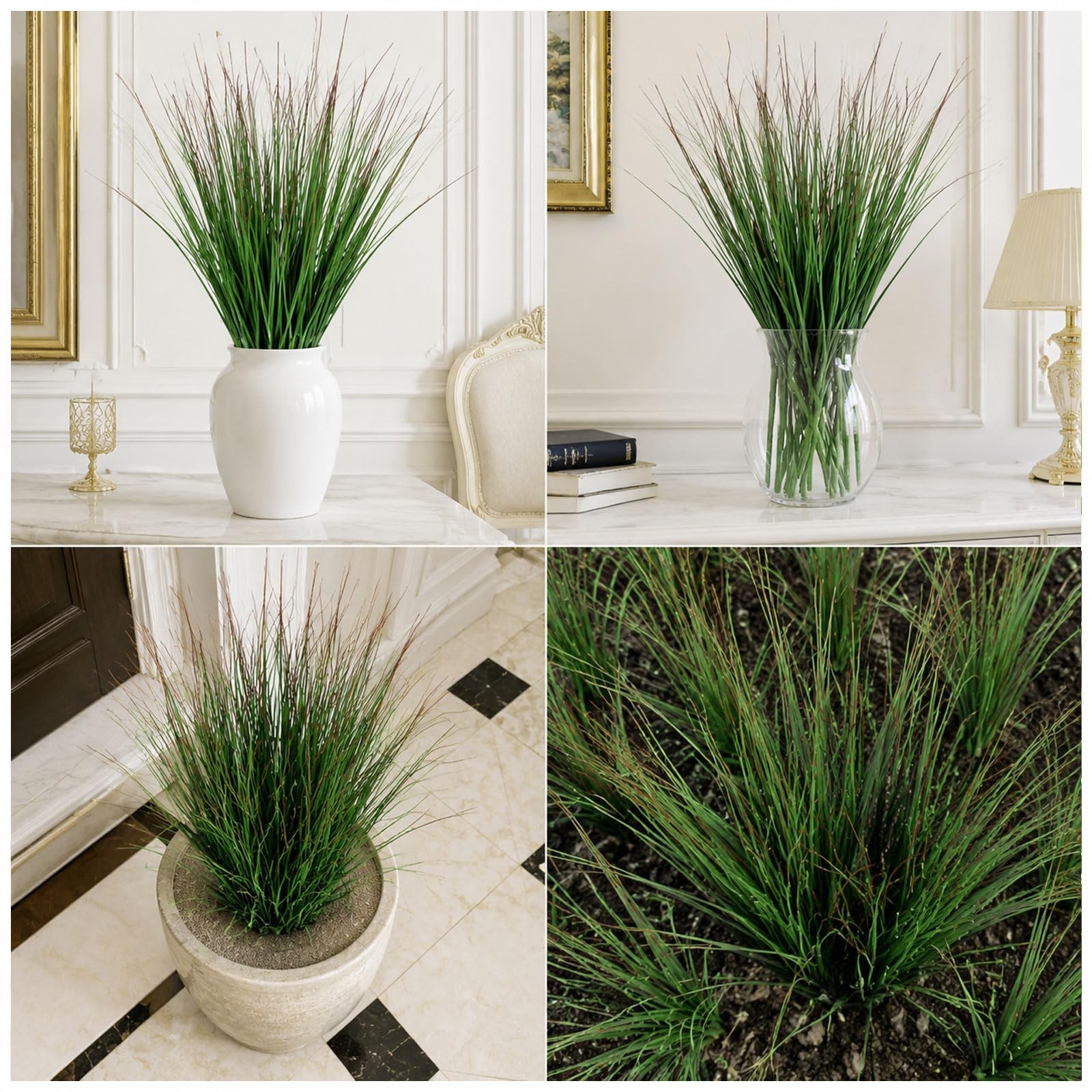 Artificial Grass Plant, 10 Pcs 15.7″ Artificial Spikes for Outdoor Planters