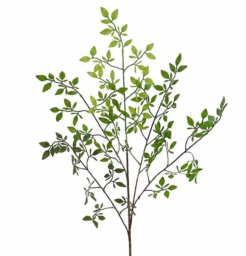 Faux Greenery Stems Set of 2 Artificial Leaf Branches Tall Faux Foliage Stems