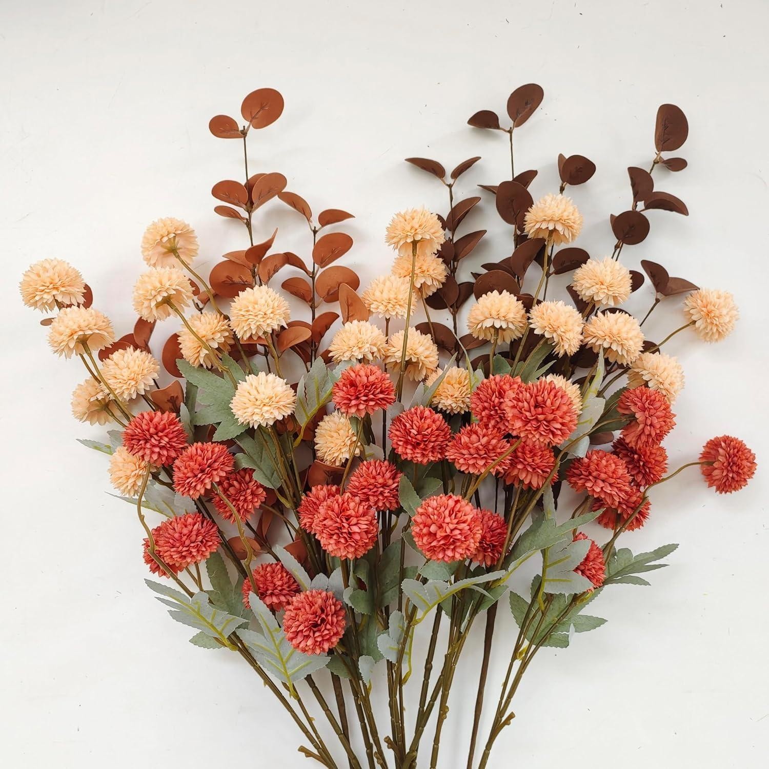 1PC Orange Artificial Chrysanthemum Flower Stem Mini Home Table Wedding Decor