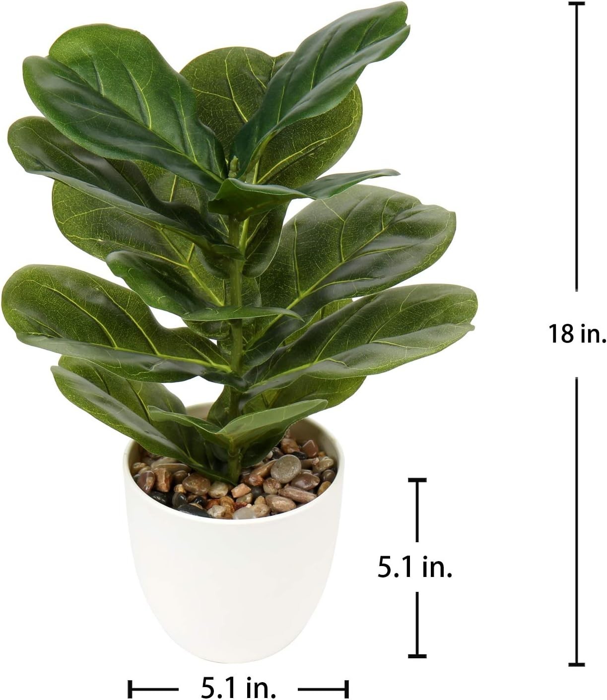 18 Inch Artificial Plants Realistic Fake Fiddle Leaf Fig Plant Faux Ficus Lyr…