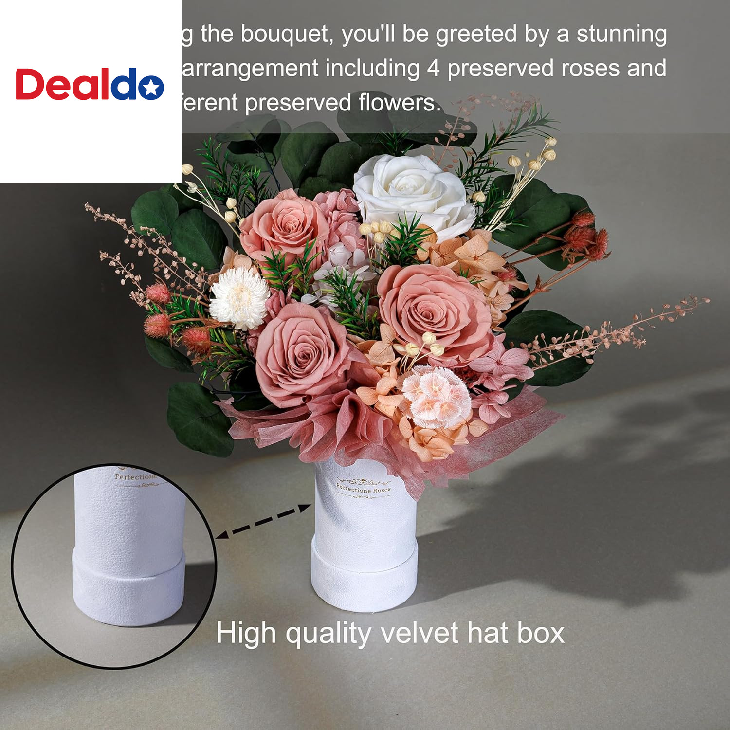 4 Roses Mixed Bouquet for Mother’S Day, Flowers for Delivery, Preserved Flowers