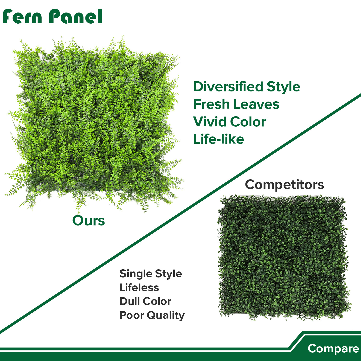 Artificial Fern Leaf with cover back Privacy Fence Screen Home Decor Hedge