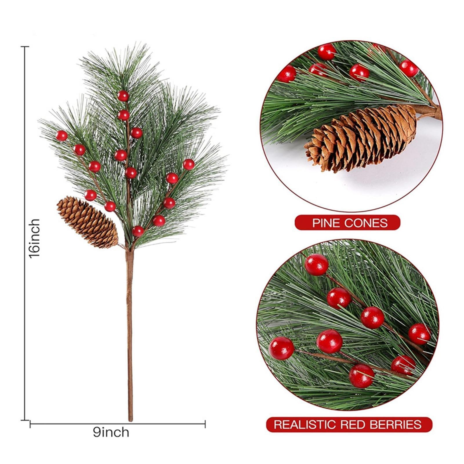 6x Artificial Floral Picks 16 inch Lifelike Artificial Red Berry Branches
