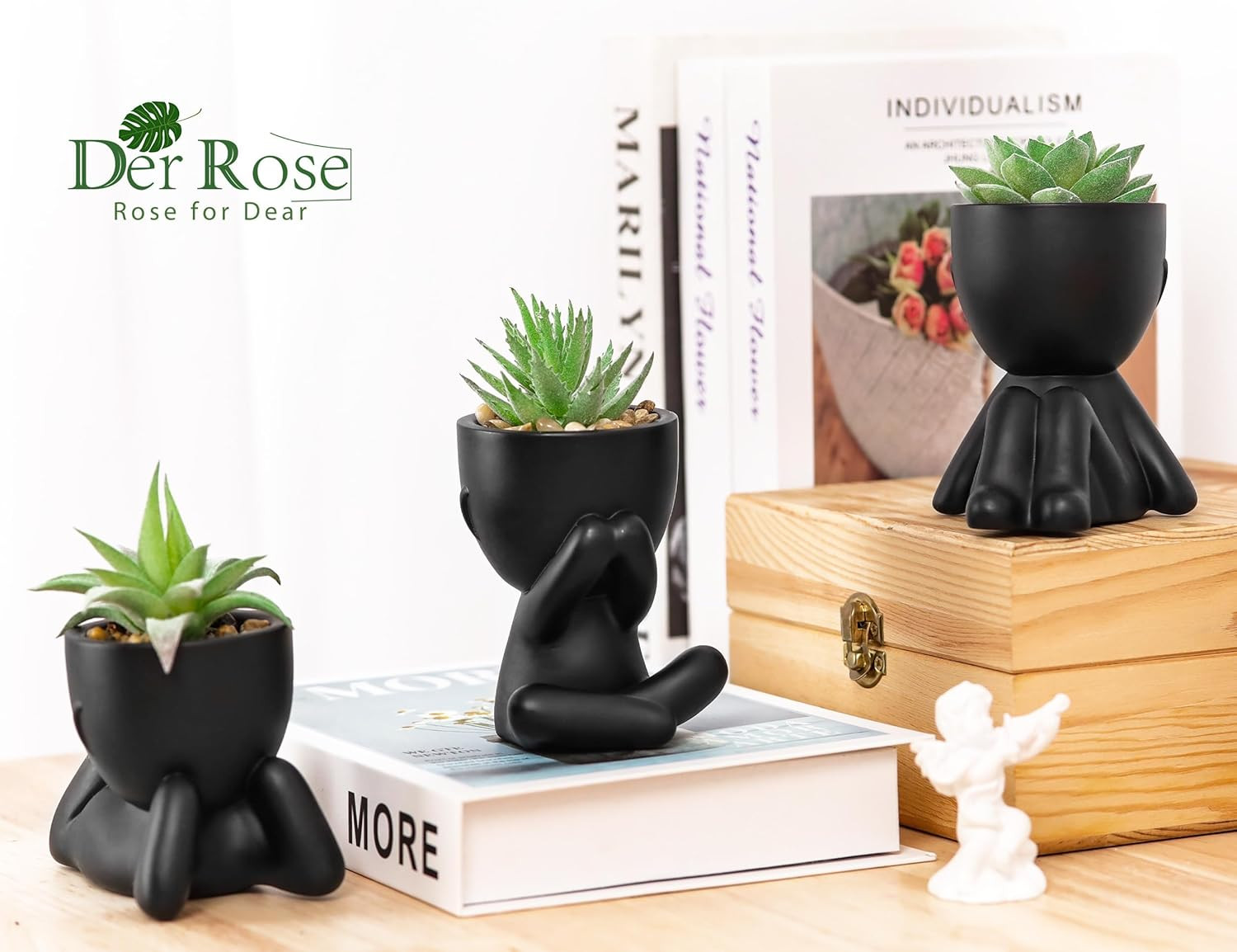 3Pcs Fake Succulents Plants Artificial for Black Bathroom Bedroom Home Living Ro