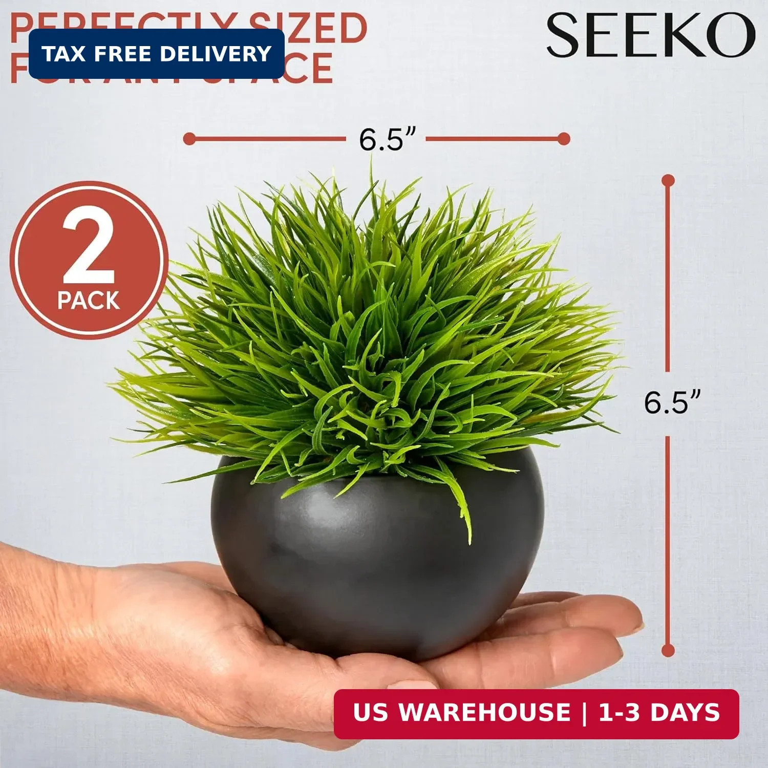 Fake Succulents Plants Artificial in Premium Ceramic Pots (2 Pack Round) Realist