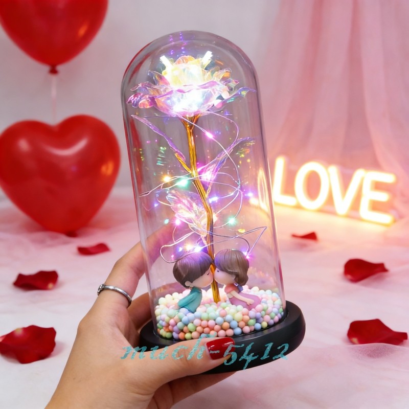 Eternal Forever Galaxy Rose Flower In Glass Dome LED Light Romantic Gift for Her