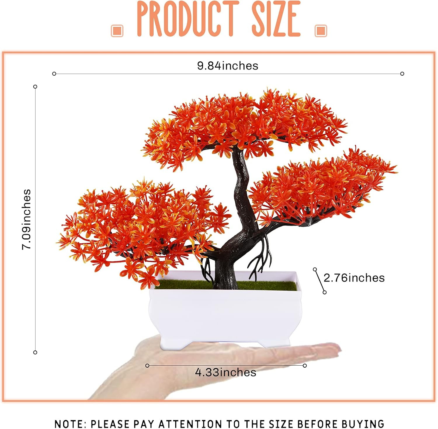 Mini Artificial Bonsai Tree Plants with Plastic Cement Pots for Home Office Déco
