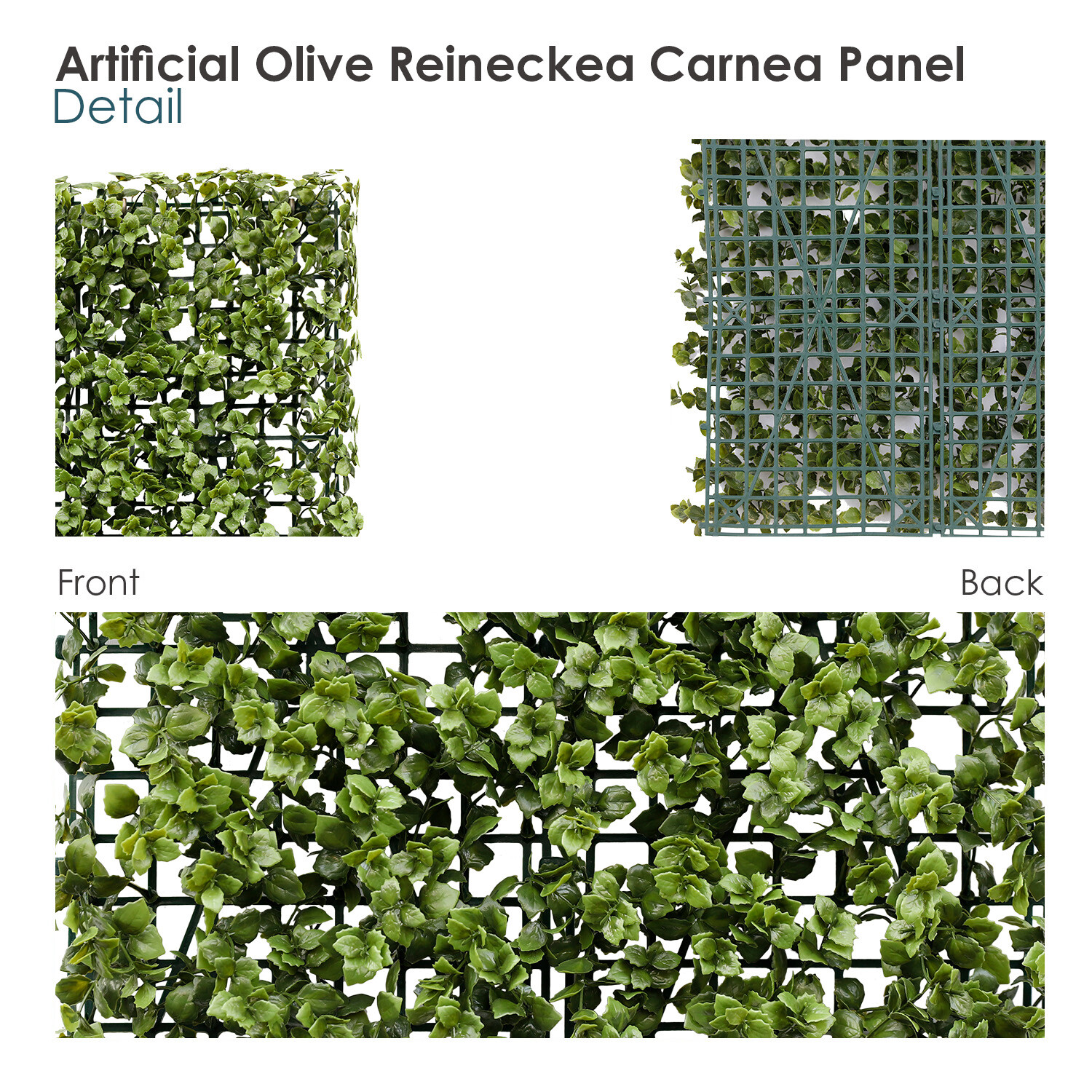 20in Artificial Faux Olive Reineckea Mat Wall Hedge Decor Fence Panel Grass