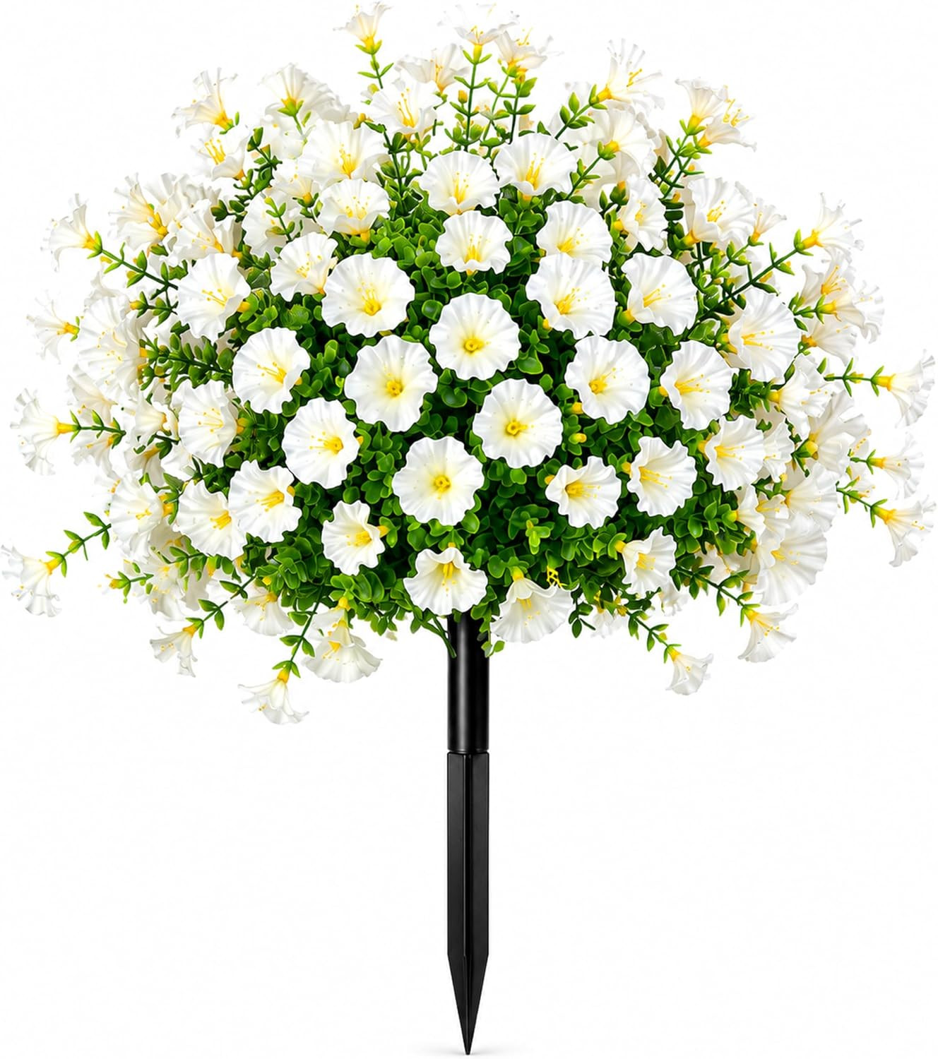 WHANLEY UV Resistant Faux Morning Glory Flowers with Stakes – 2 Pack, 20″ Tall