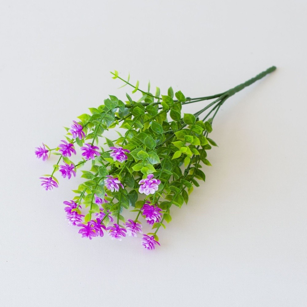 Realistic Artificial Tea Flower with Eucalyptus Leaves 36cm Plastic Plant