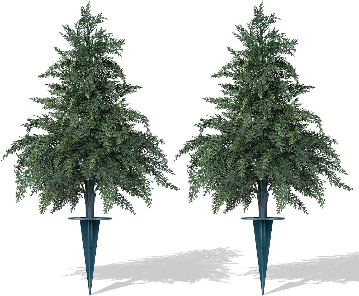 Artificial Cypress Topiary Tree with Ground Spike, 2 Artificial Shrub Bushes