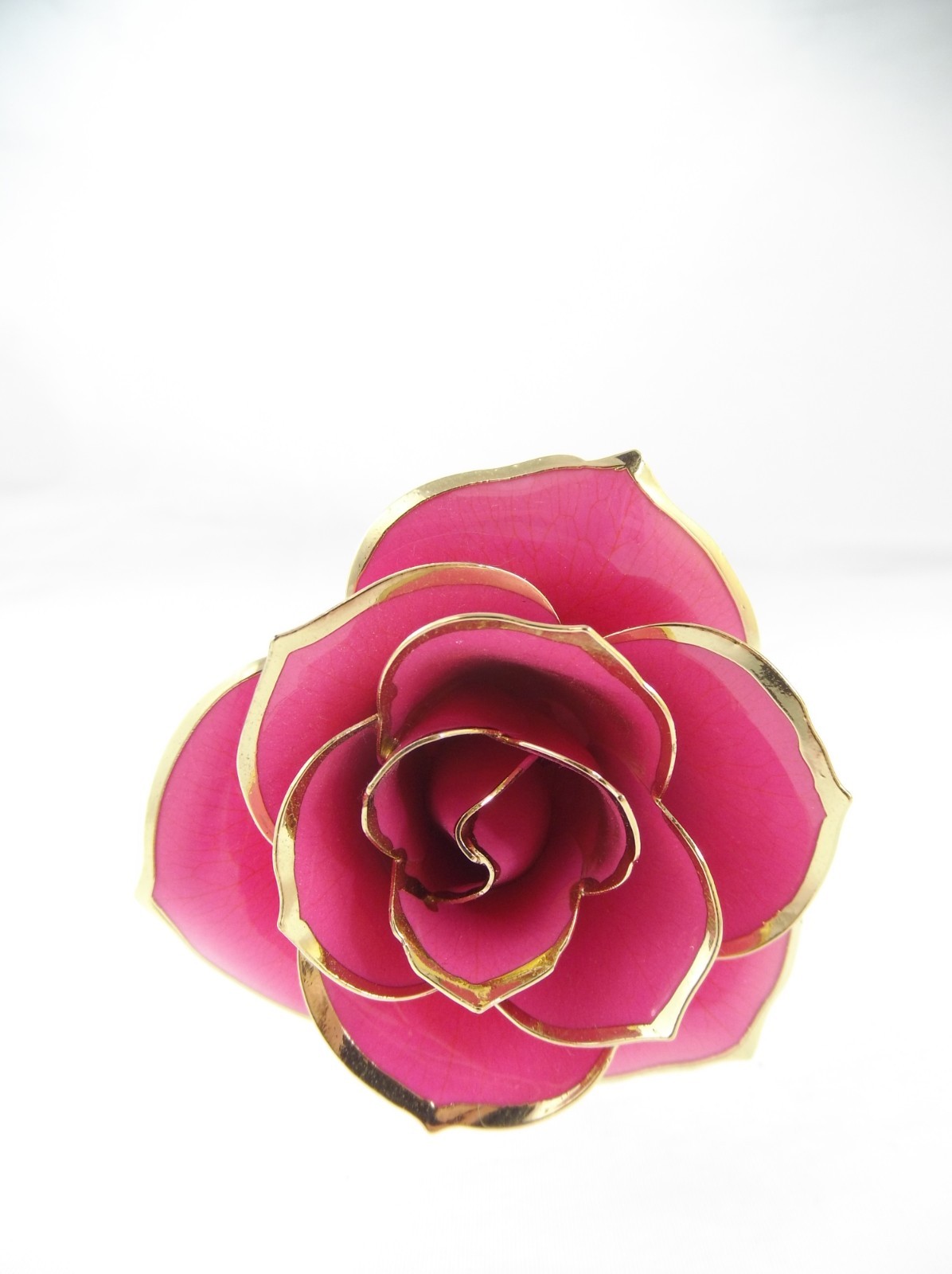 11.5″ Forever Rose Pink 24k Gold Dipped Real Preserved Flower