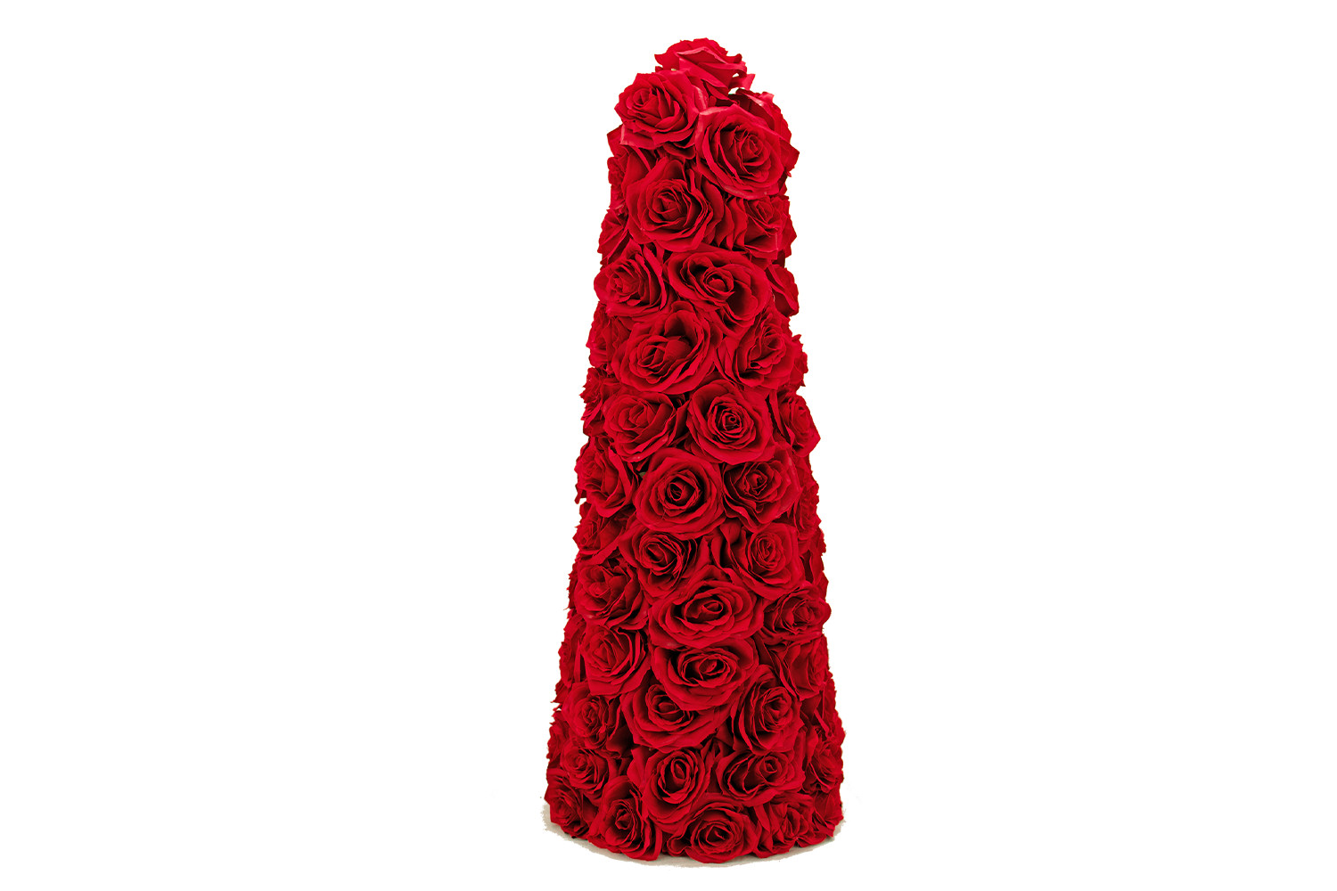 Valentine’s Day Red Rosebud Centerpiece Cone Tree Artificial Roses 14in Decor