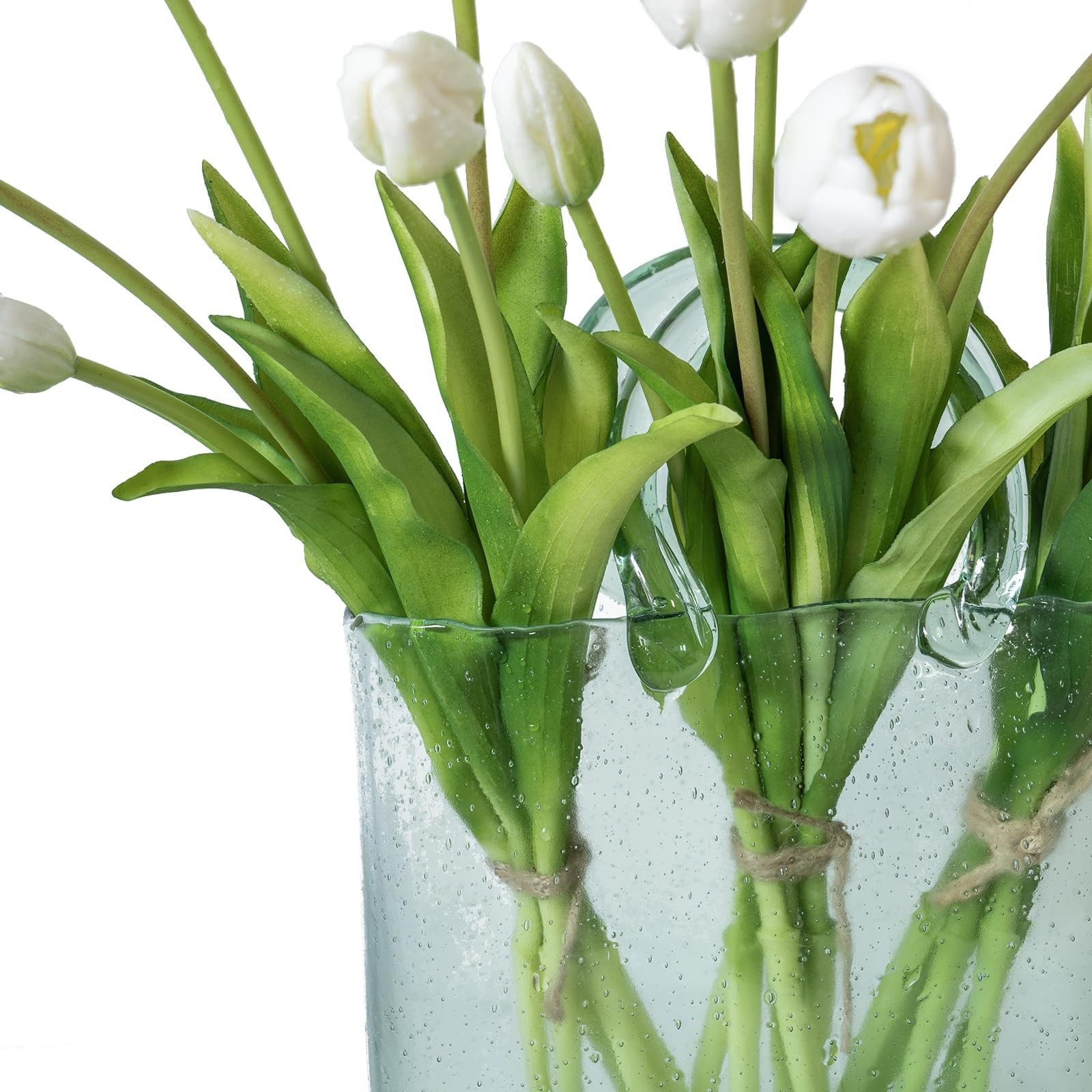 15 PCS Artificial Tulips Flowers Soft Touch Realistic Latex Bouquet White
