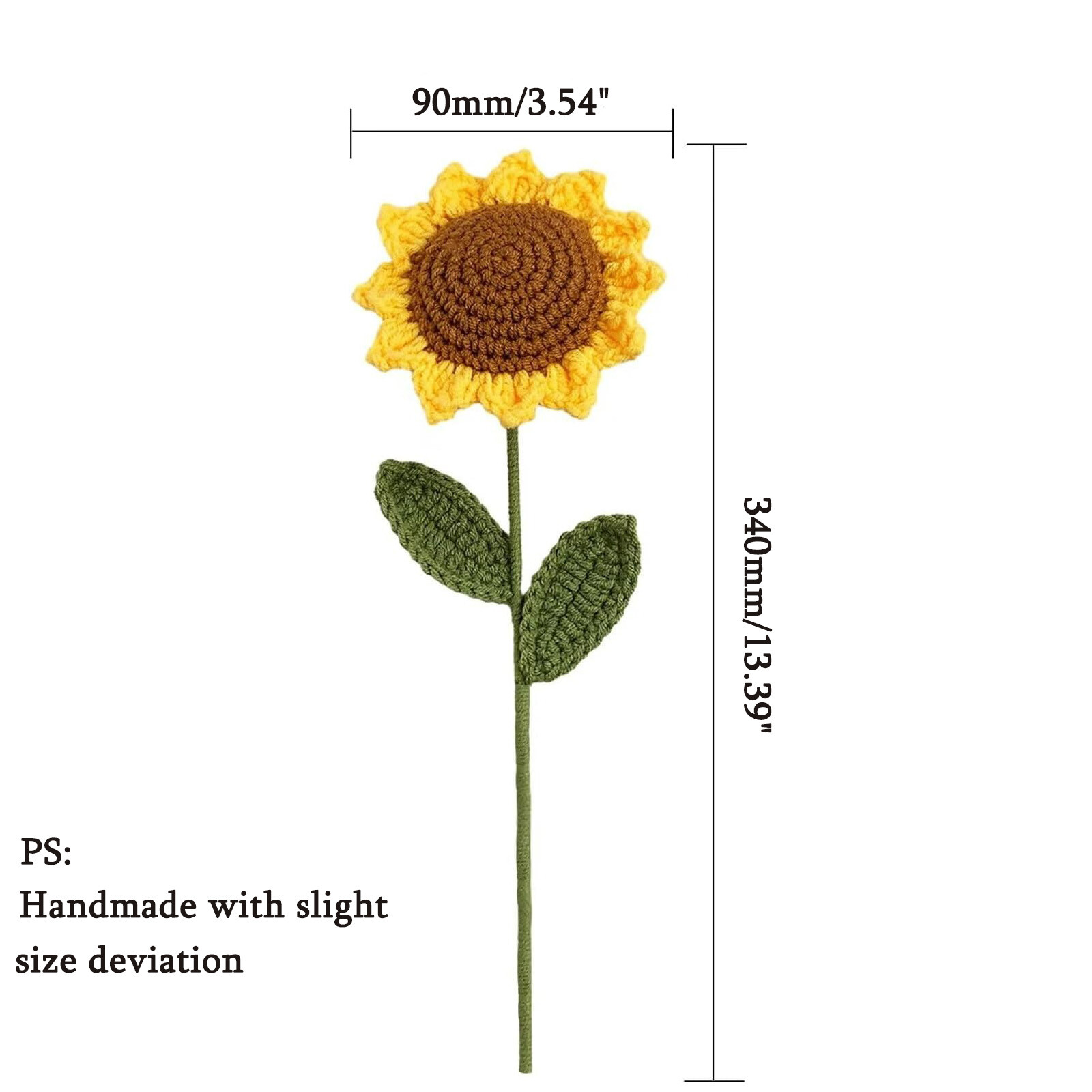 Knitted Crochet Sunflower Flower, Handwoven Bouquet Simulation Flowers Girl Gift