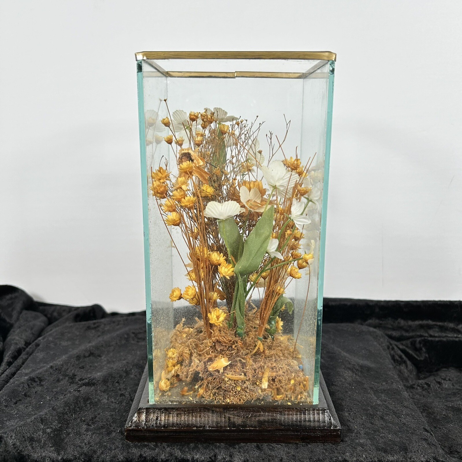 Vintage 70s Terrarium Faux Flowers – Leonard Creations Like Glass Wood
