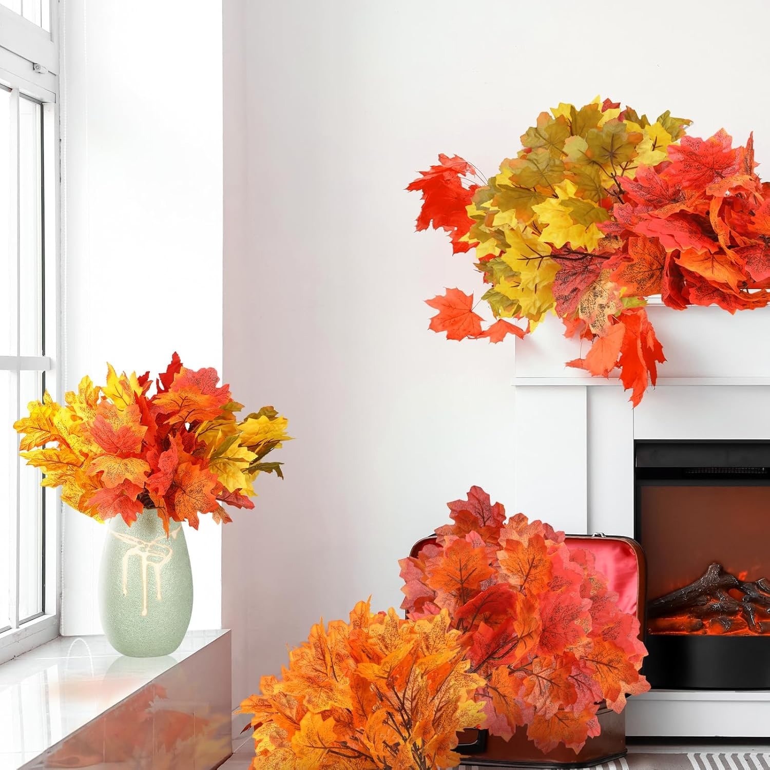 Set of 8 Artificial Maple Leaf Branches