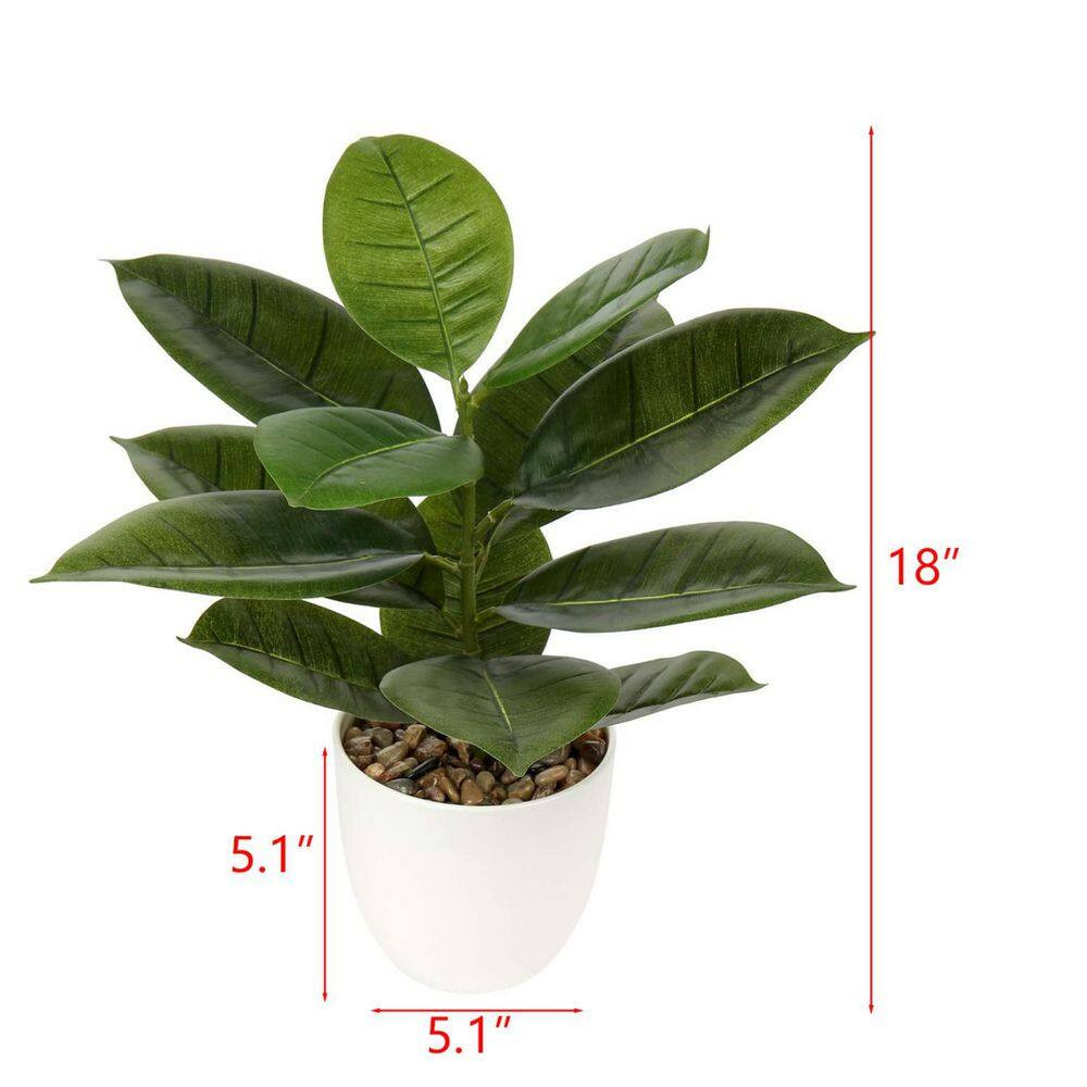 18 In. Fake Potted Plant with White Pot Ornaments