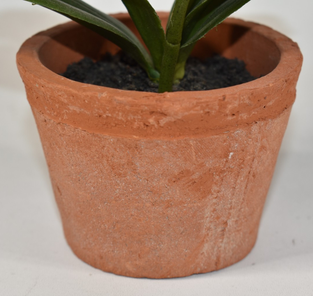 Pottery Barn Faux Flowers Potted Orchid Pot Small 9″ SAMPLE Marking on Bottom