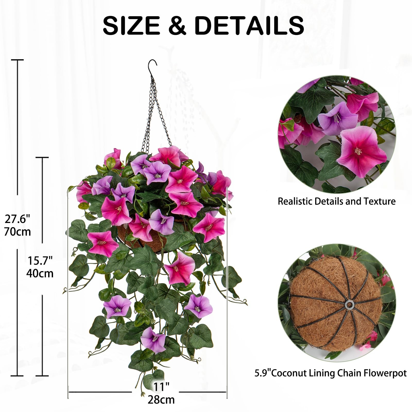 Briful Fake Hanging Flowers with Basket Artificial Morning Glory Hanging Plan…