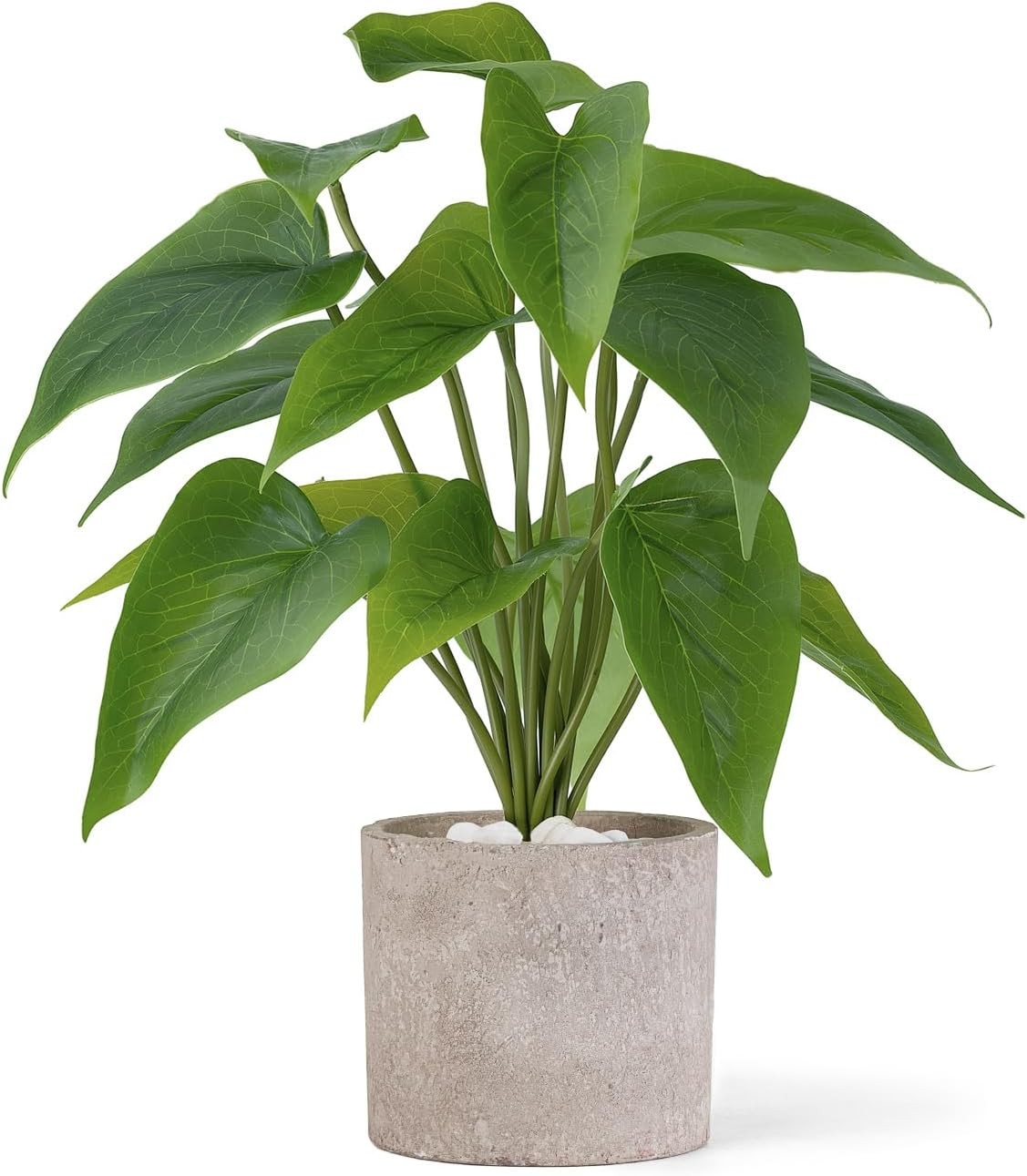 Faux Plants in Ceramic Pot, Indoor Green Leaf Modern White Planter US
