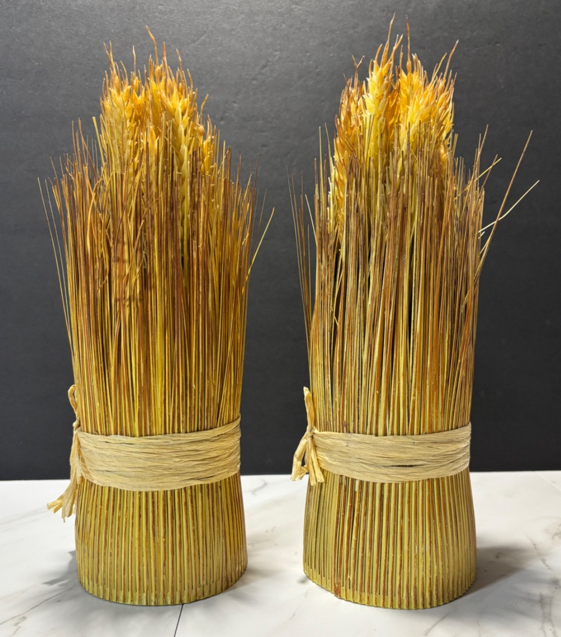 Set of 2 Elements Artificial Wheat Bundles 12” Fall Harvest Table Decor