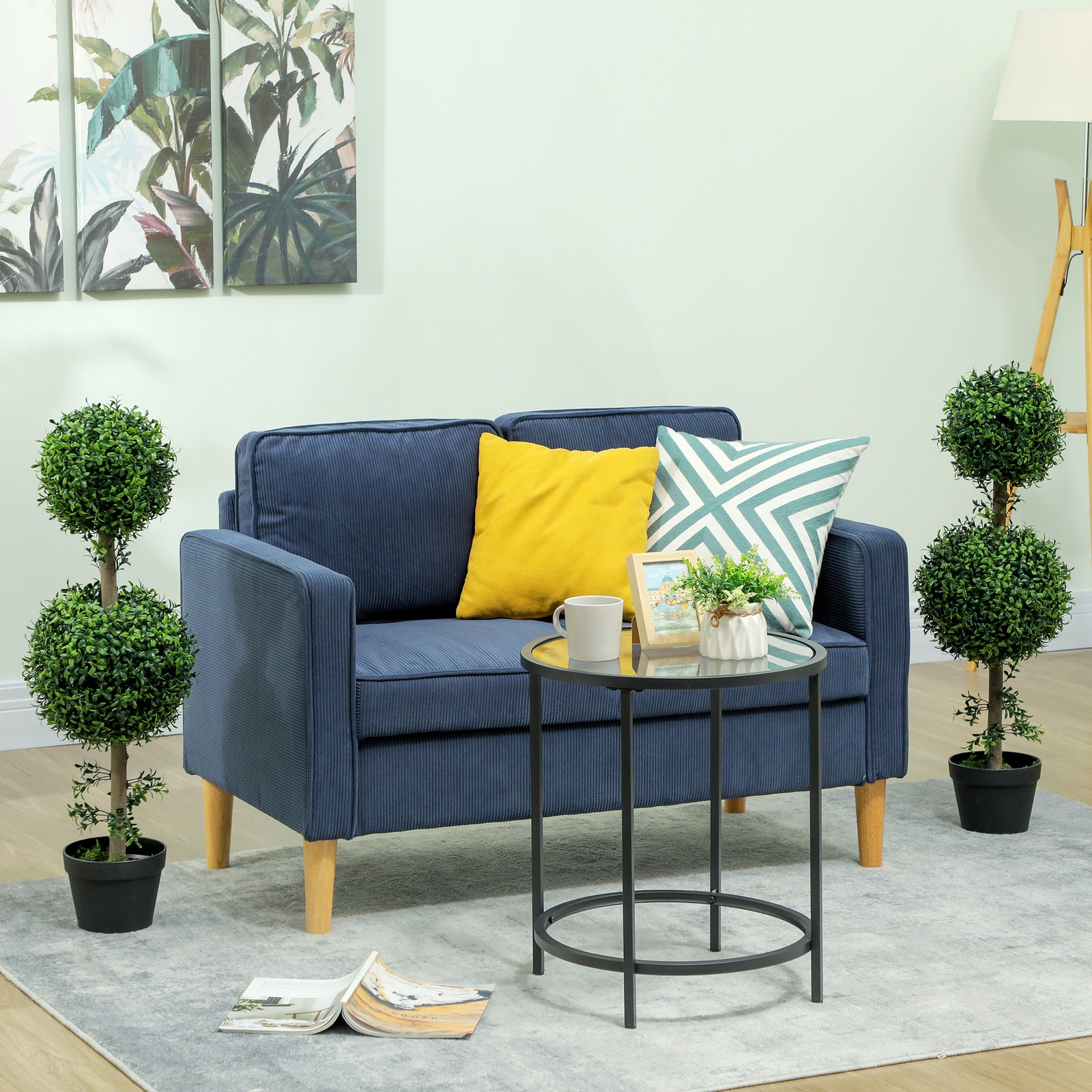 Set of 2 Decorative Artificial Plants Boxwood in Pot, 36 Inch