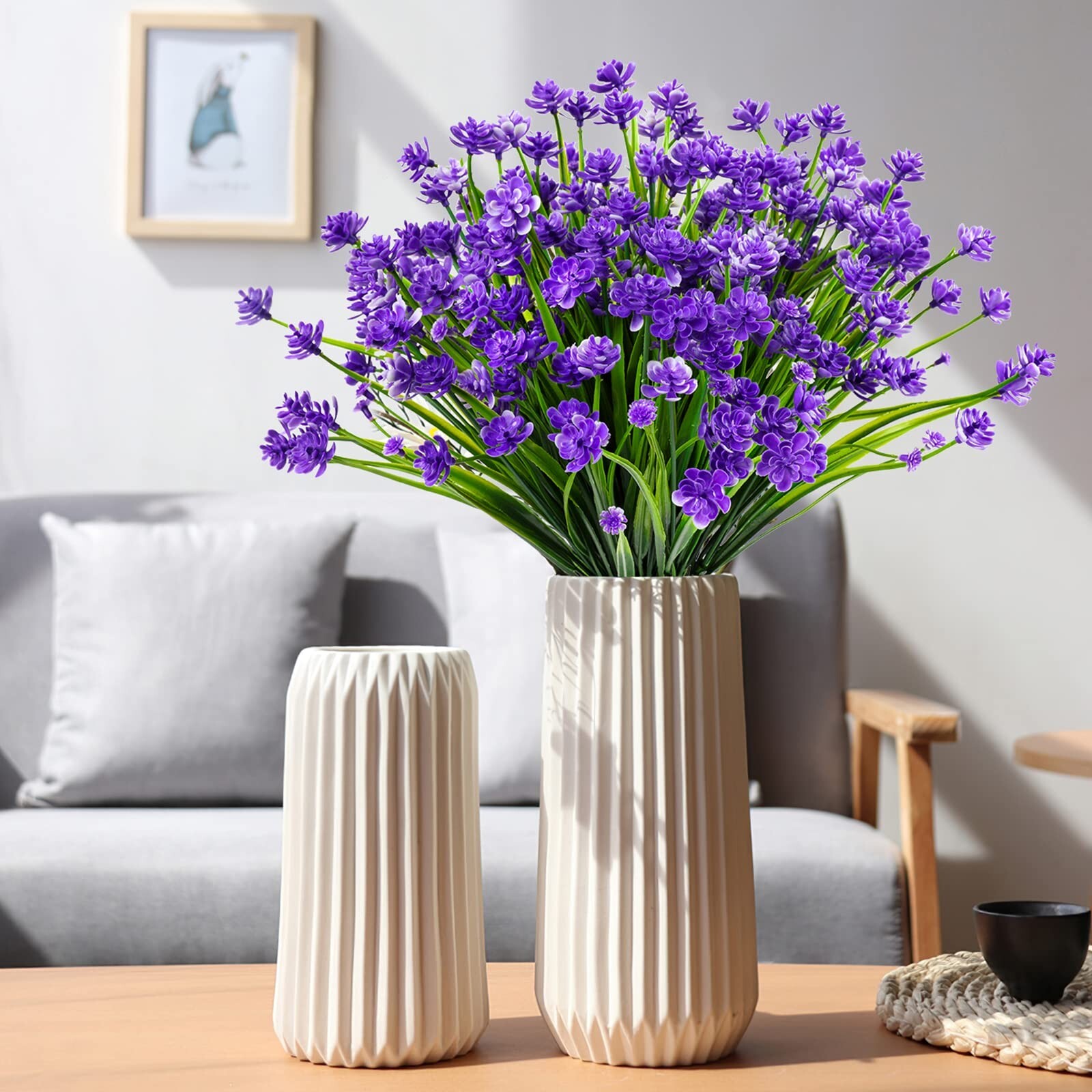 AmyHomie 20 Bundles Artificial Flowers Outdoor UV Resistant Faux Flowers No F…