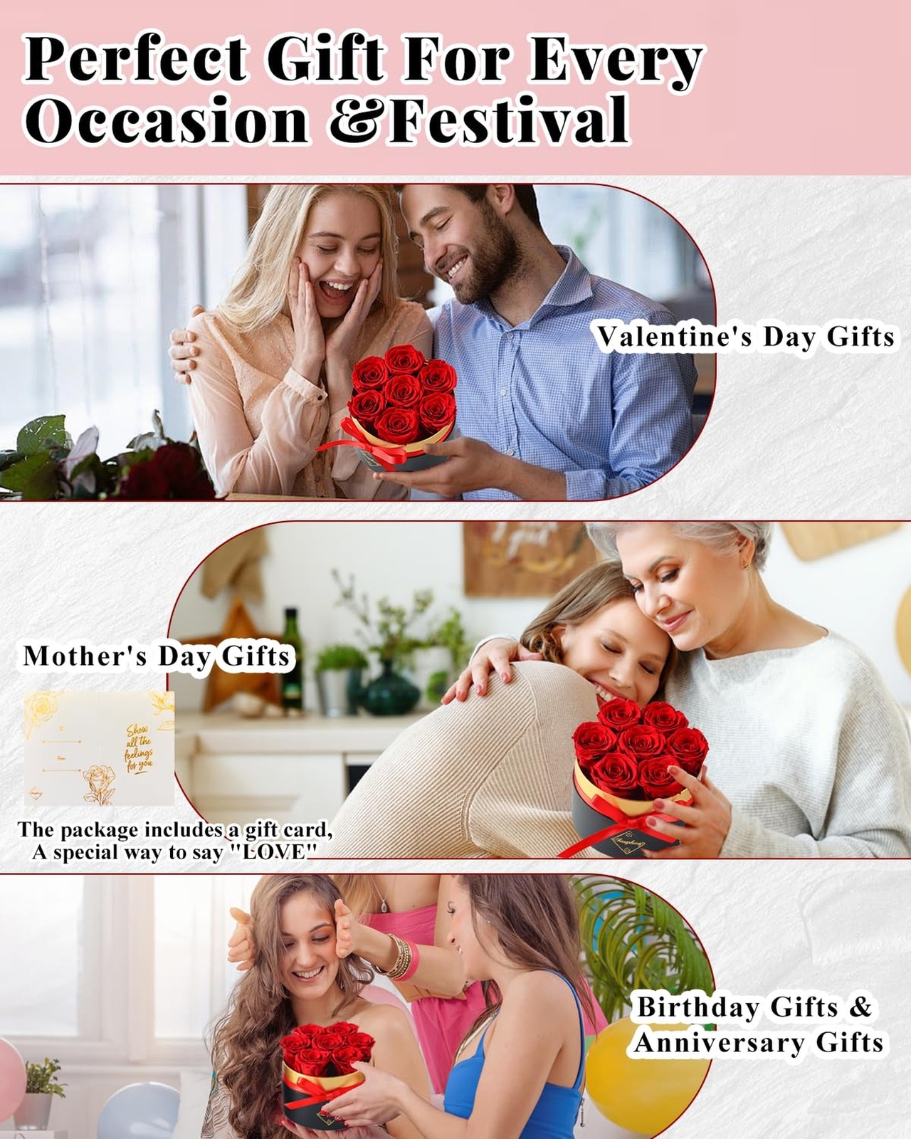 Changshunqi Forever Flowers Preserved Roses in a Box – 7 Preserved Flowers In…