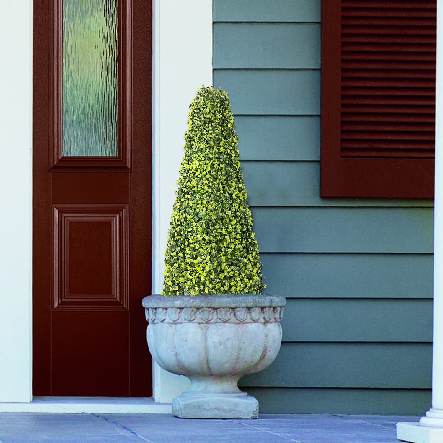 25.6” Artificial Topiary Tower Faux Boxwood Tree Home Garden In/Outdoor Decor