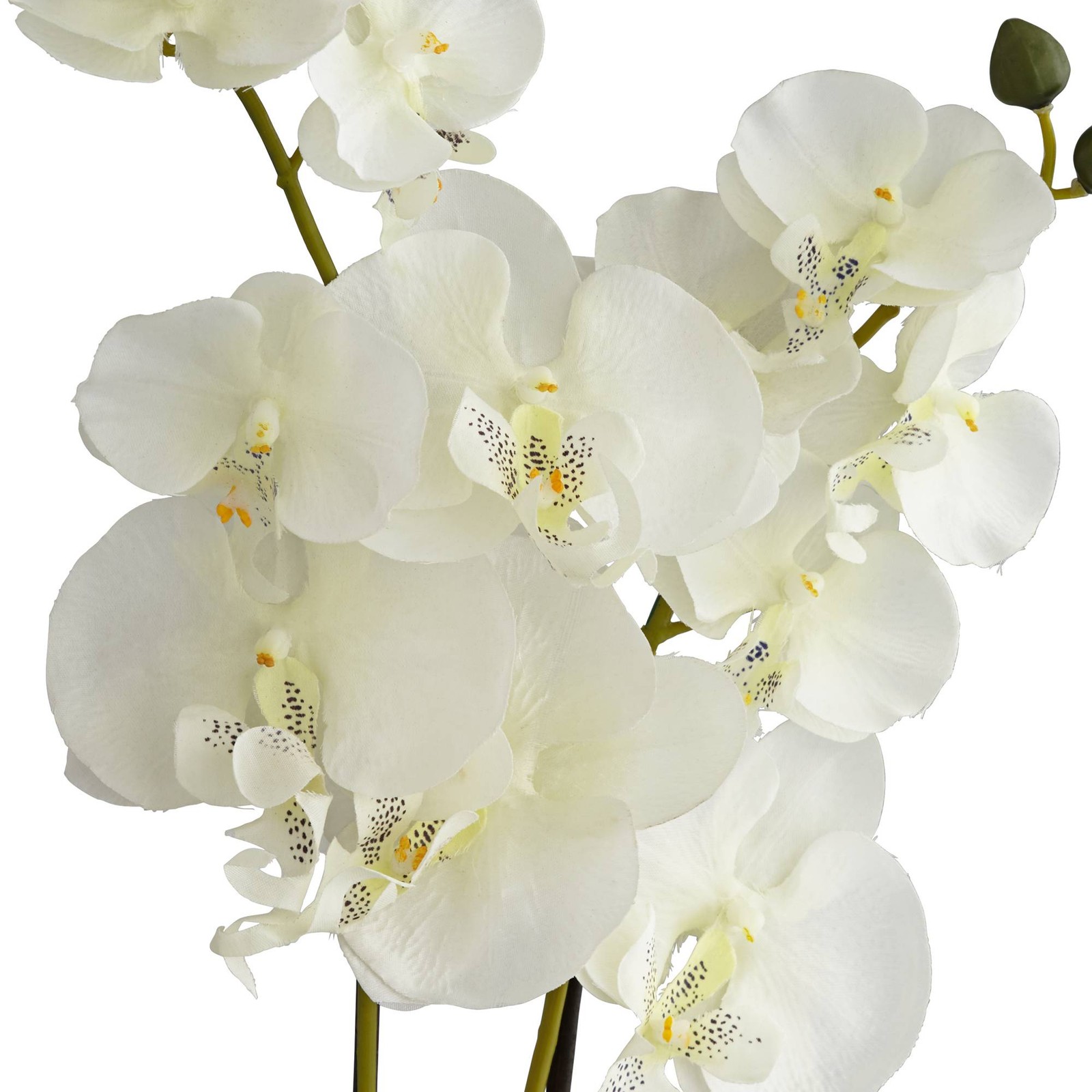 Potted Faux White Orchid Artificial Flowers Greenery in Gold Pot for Home Decor