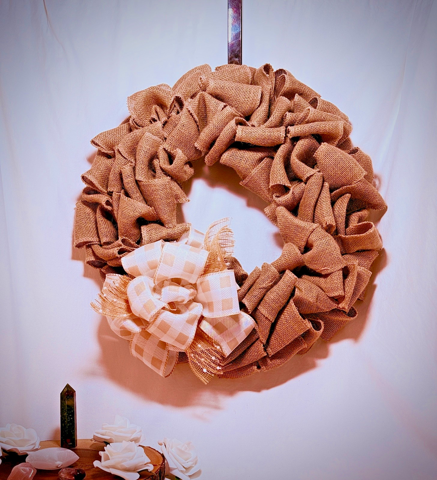 Burlap Wreath – Cozy Cottage Decor – Rustic Door Hanger – Farmhouse Home Decor