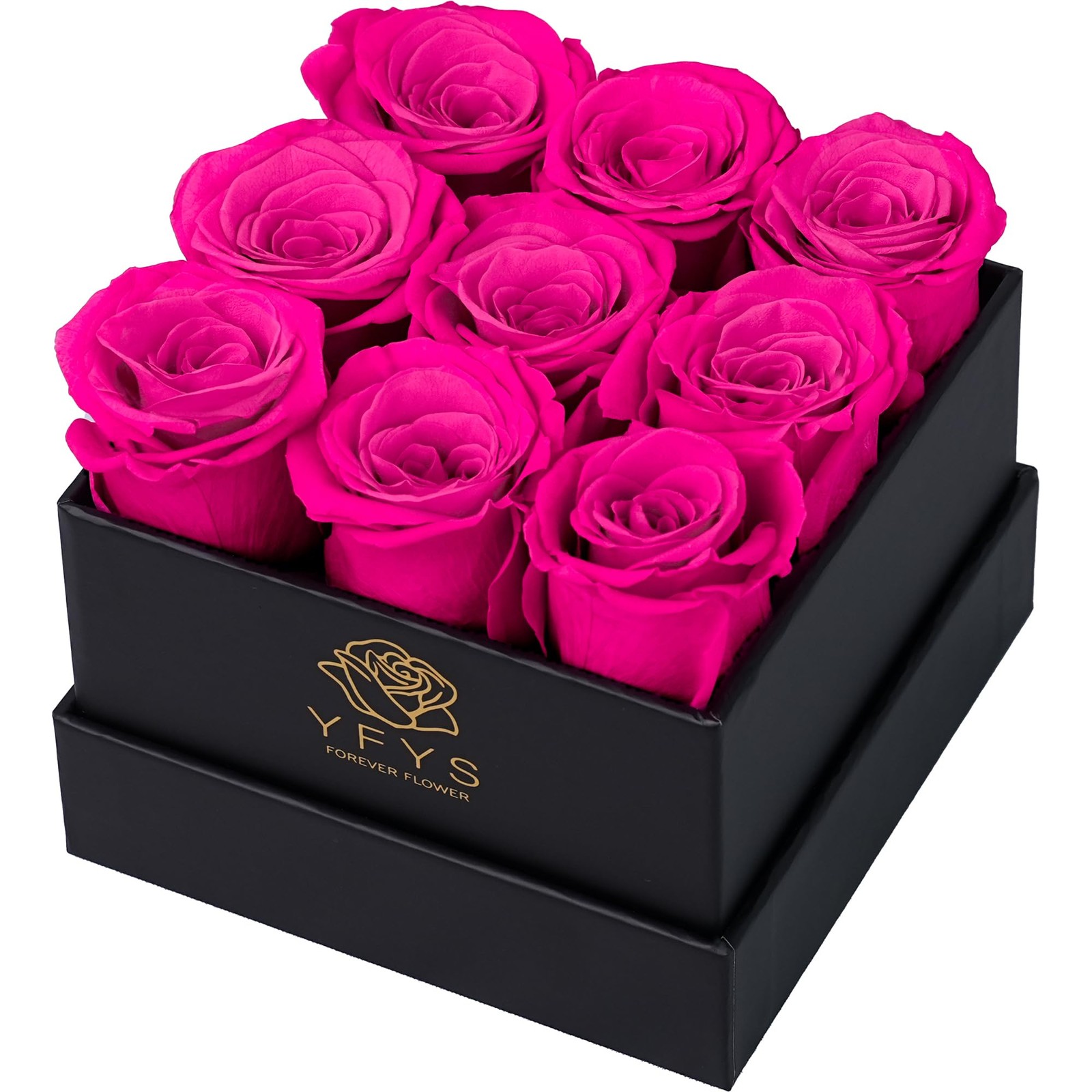 9 PCS Preserved Fresh Forever Flowers Genuine Roses Box Gift Mothers Day Pink