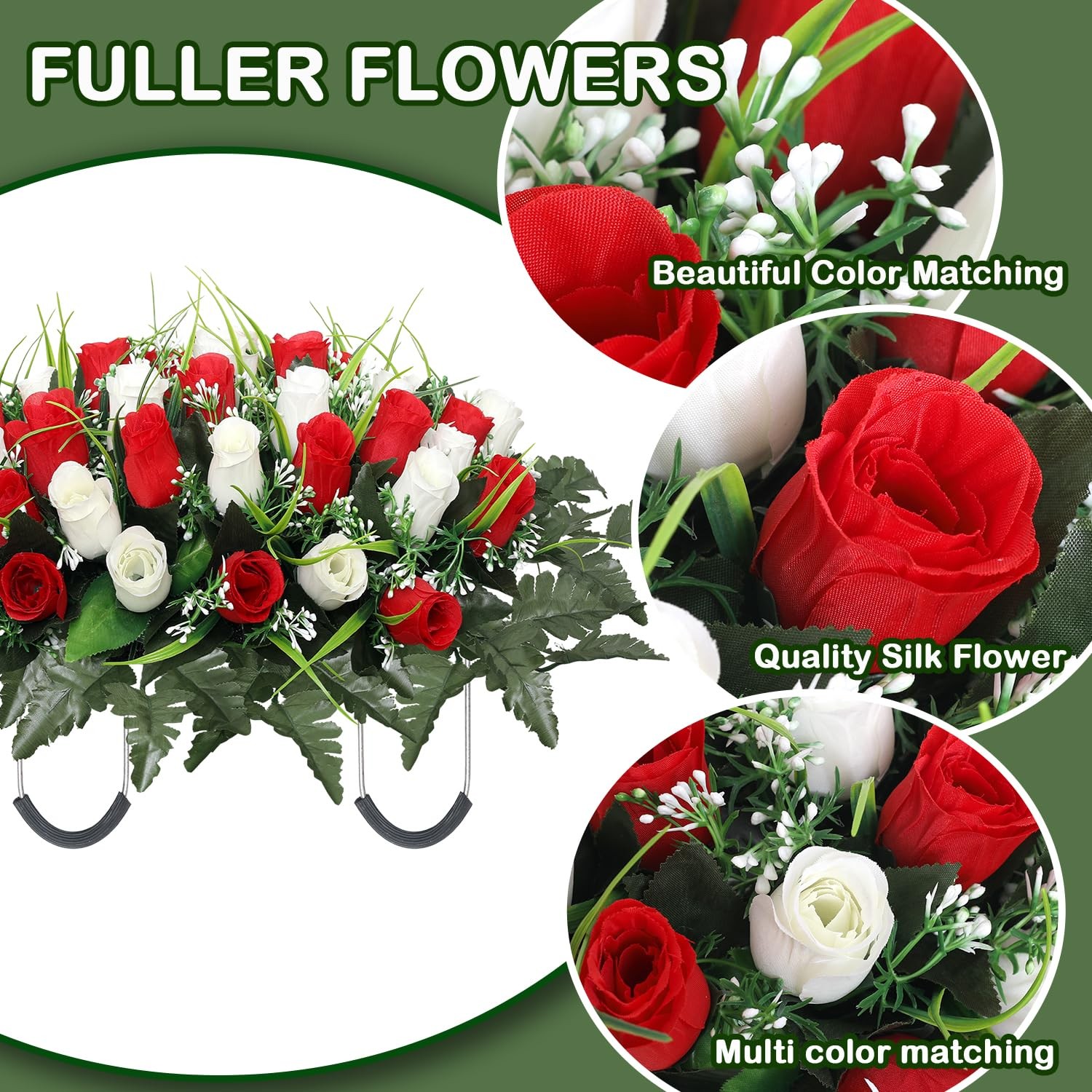 Artificial Cemetery Flower Headstone Flower Saddle Grave Rose Flowers for Cem…