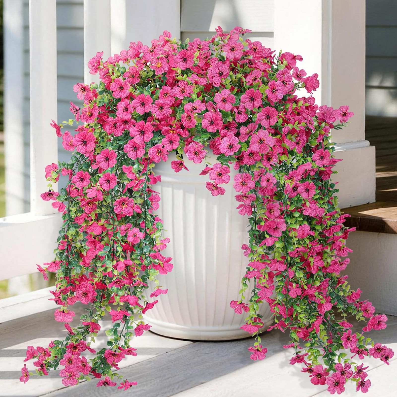 Artificial Hanging Flowers for Outdoors Faux Plants Spring Porch Decor, 2 Pcs…