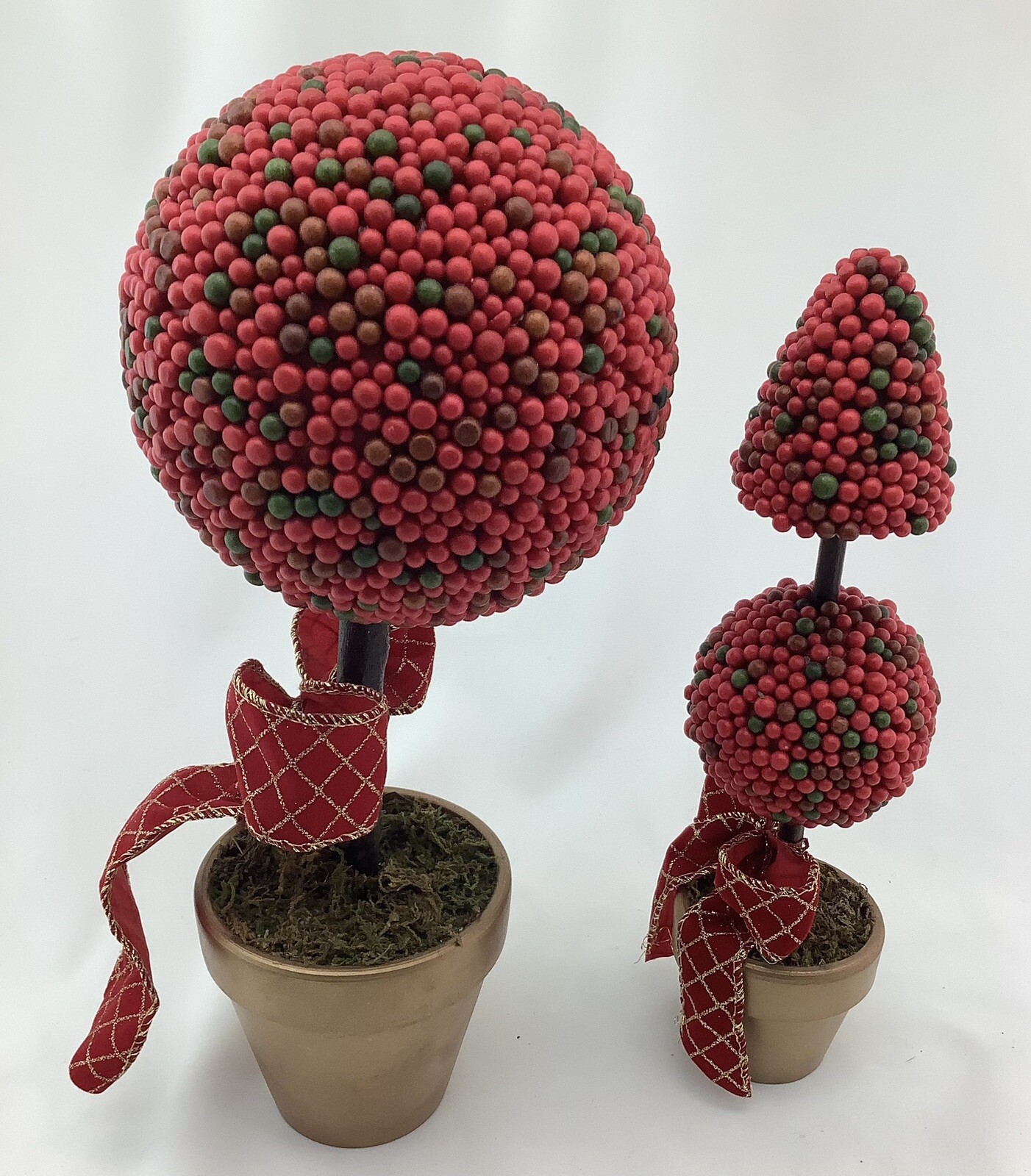 Berry Topiary Set Ceramic Plant Pot Faux Multicolor Berries 230822/BA2